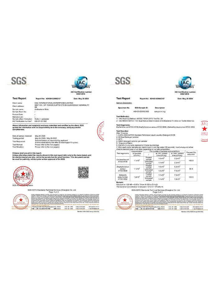 SGS Antibacterial Mat Test Report
