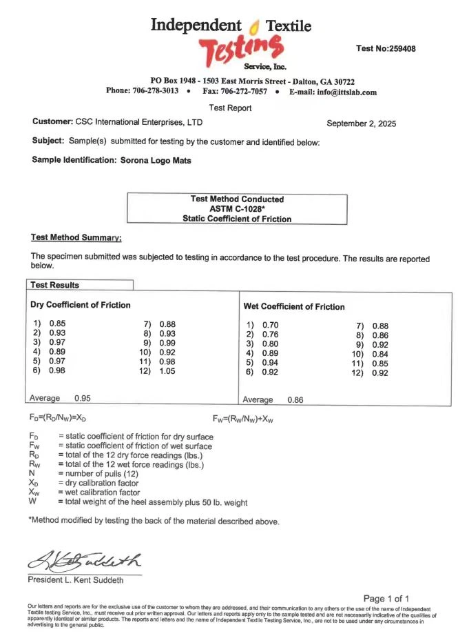 Pure Rubber Slip Resistance Certification