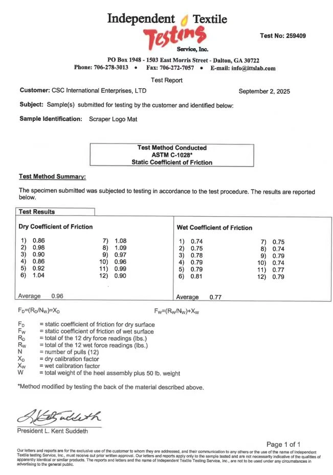 Nylon 66 Logo Mat Colorfastness Test Report